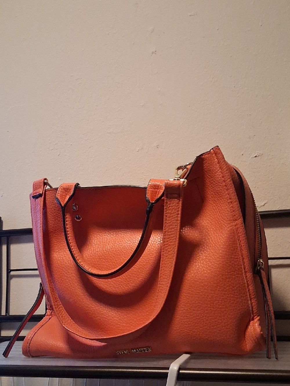Steve Madden Blood Orange Pebbled Leather Tote